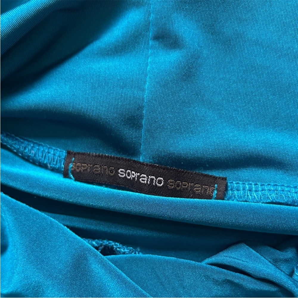 Y2K Soprano Teal Pleated Dress Size M - Picture 2 of 6